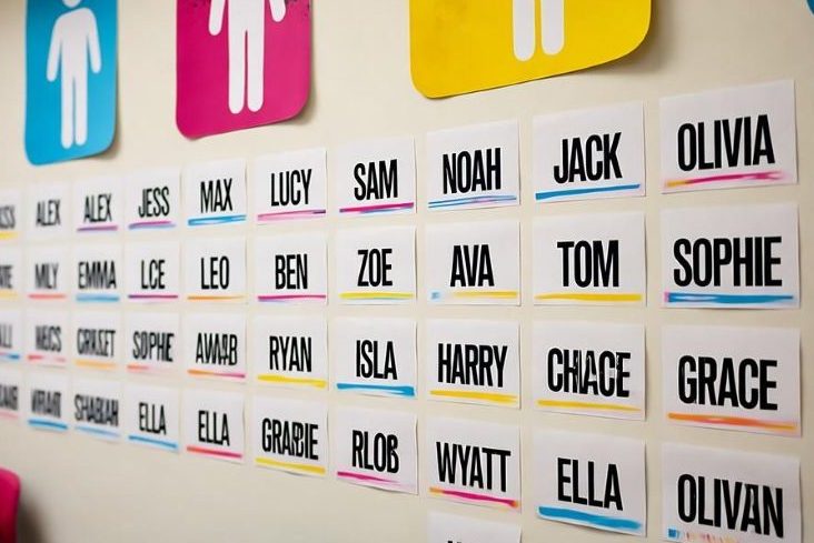 student-designed posters and printed name tags